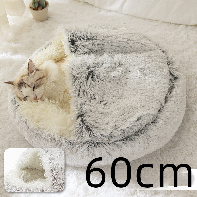 2-in-1 Plush Winter Bed for Dogs & Cats – Soft & Warm