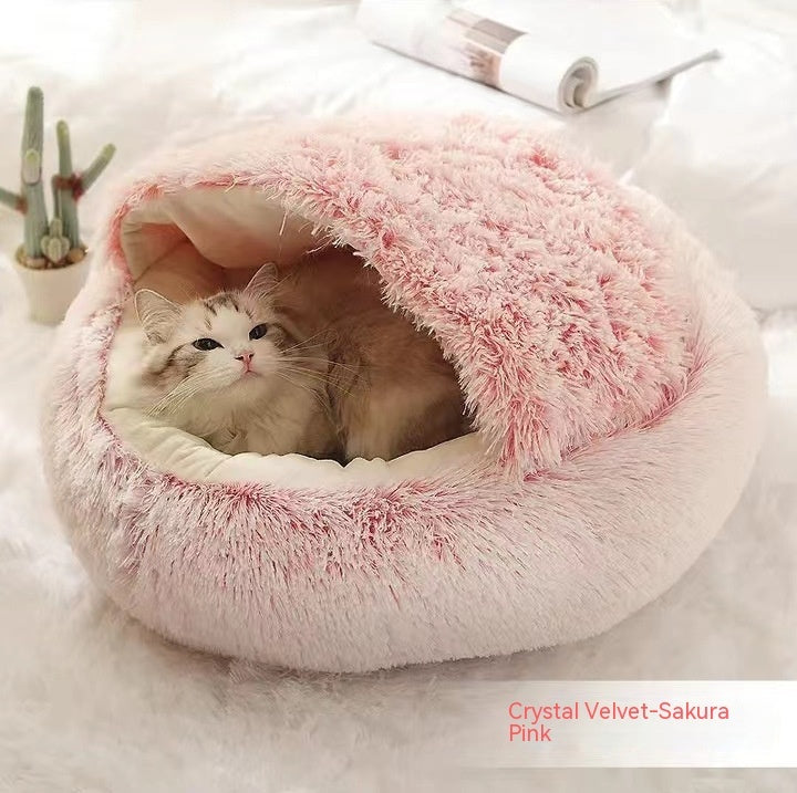 2-in-1 Plush Winter Bed for Dogs & Cats – Soft & Warm