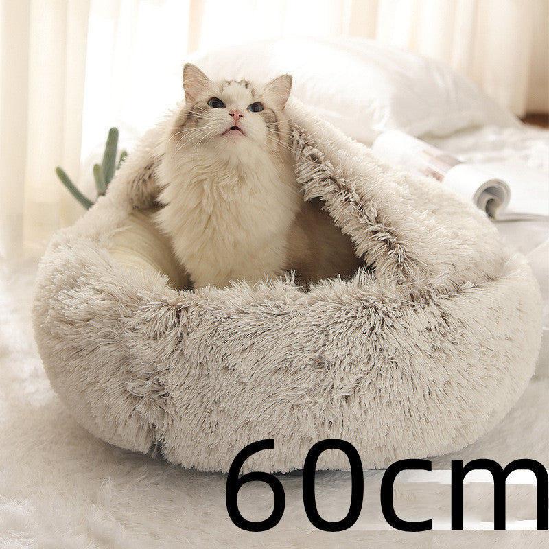 2-in-1 Plush Winter Bed for Dogs & Cats – Soft & Warm