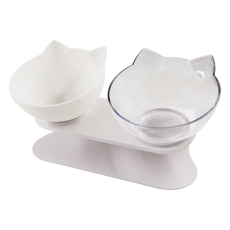 Inclined Food Cat Ear Oblique Mouth Transparent Single Pet Bowl