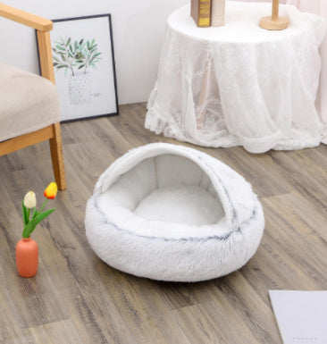 2-in-1 Plush Winter Bed for Dogs & Cats – Soft & Warm