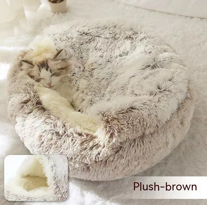 2-in-1 Plush Winter Bed for Dogs & Cats – Soft & Warm