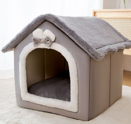 Foldable Warm Dog & Cat House – Removable Nest Kennel