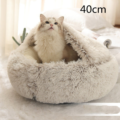 2-in-1 Plush Winter Bed for Dogs & Cats – Soft & Warm
