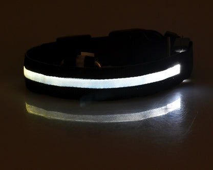 LED Nylon Pet Collar – Adjustable, Glowing Night Safety Leash