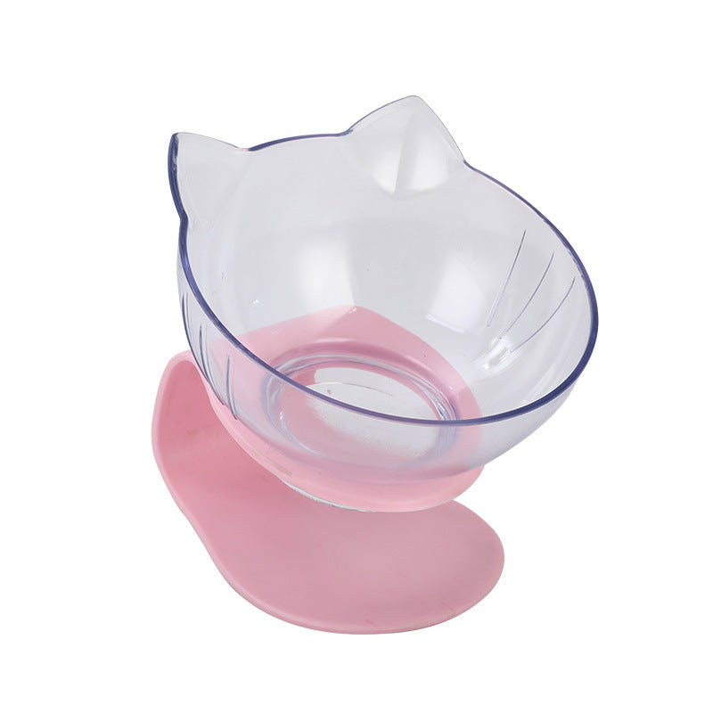 Inclined Food Cat Ear Oblique Mouth Transparent Single Pet Bowl
