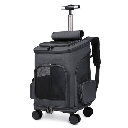 Portable Folding Pet Trolley Backpack with Wheels