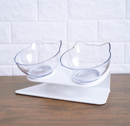 Inclined Food Cat Ear Oblique Mouth Transparent Single Pet Bowl