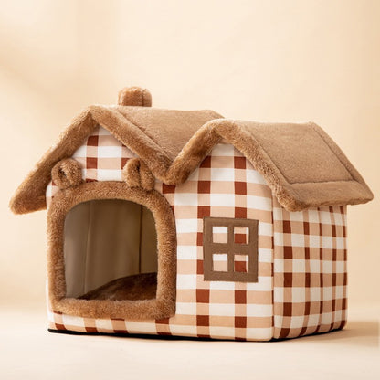 Foldable Warm Dog & Cat House – Removable Nest Kennel