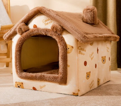 Foldable Warm Dog & Cat House – Removable Nest Kennel