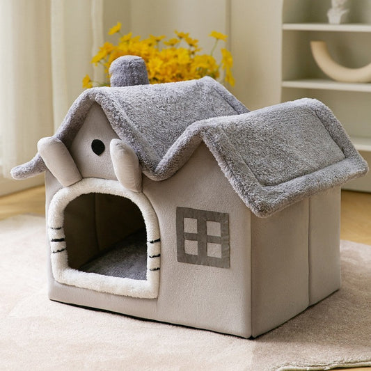 Foldable Warm Dog & Cat House – Removable Nest Kennel