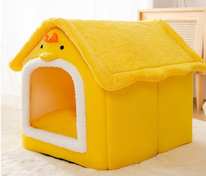 Foldable Warm Dog & Cat House – Removable Nest Kennel