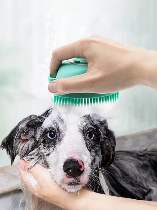 Pet Shampoo Massager Brush – Silicone Grooming Comb