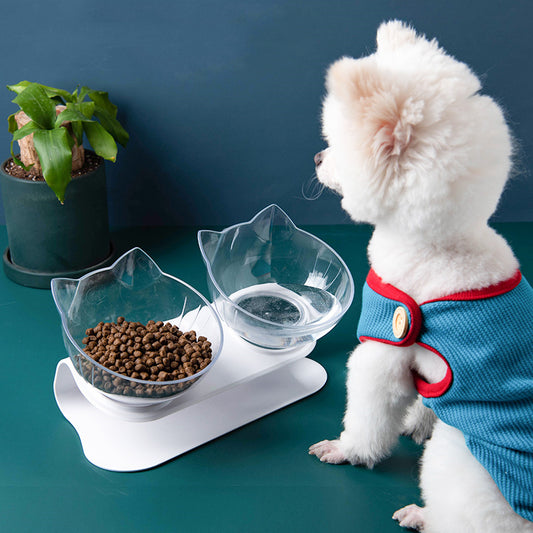 Inclined Food Cat Ear Oblique Mouth Transparent Single Pet Bowl