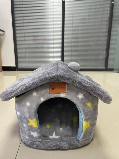 Foldable Warm Dog & Cat House – Removable Nest Kennel