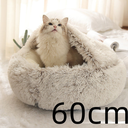 2-in-1 Plush Winter Bed for Dogs & Cats – Soft & Warm