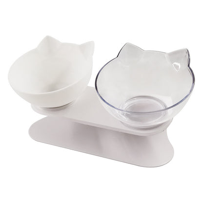 Inclined Food Cat Ear Oblique Mouth Transparent Single Pet Bowl