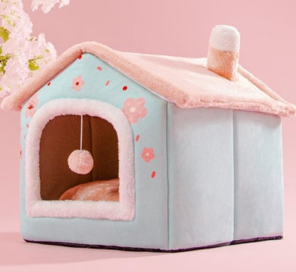 Foldable Warm Dog & Cat House – Removable Nest Kennel